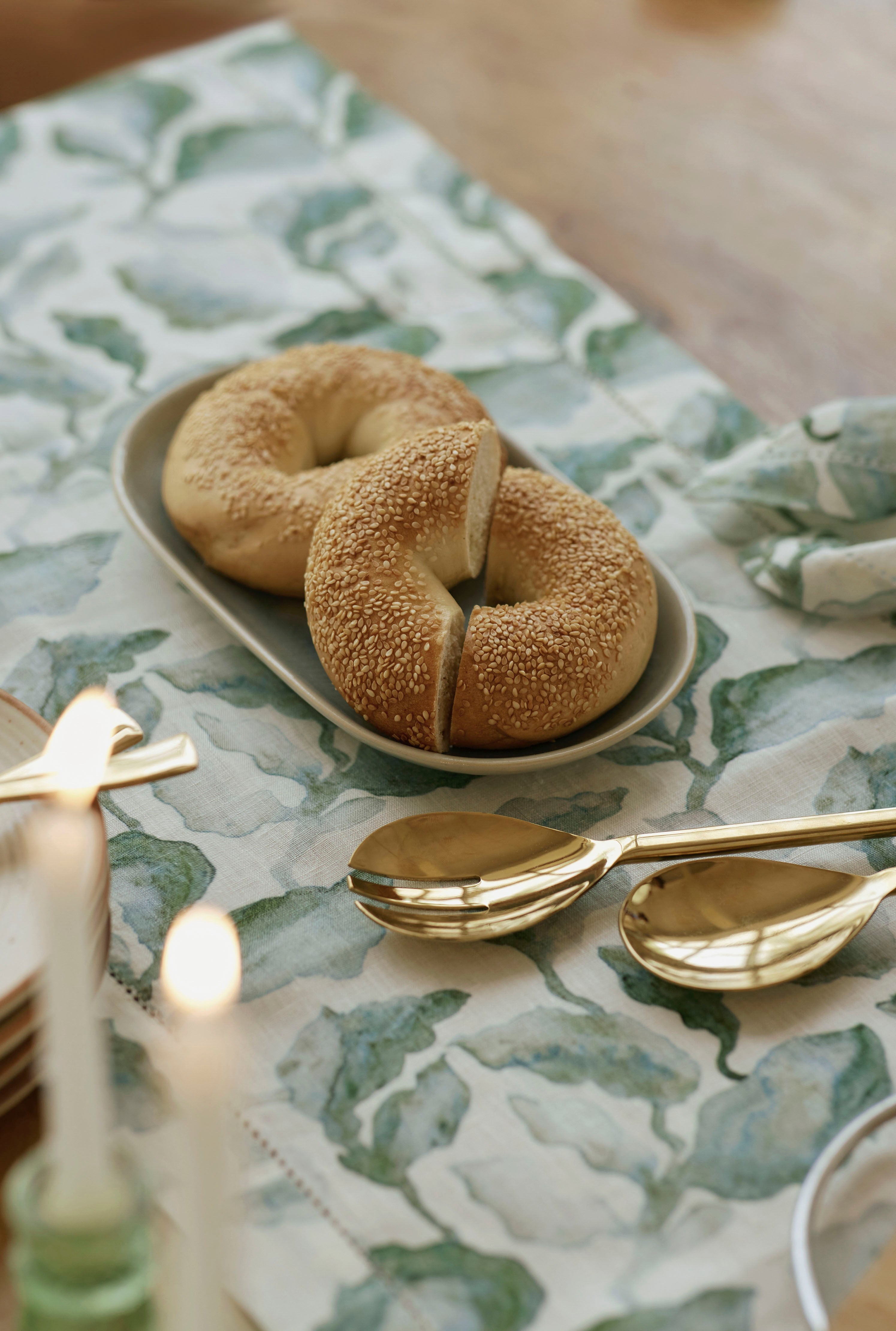 Cascade Teal Linen Table Runner